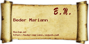 Beder Mariann névjegykártya